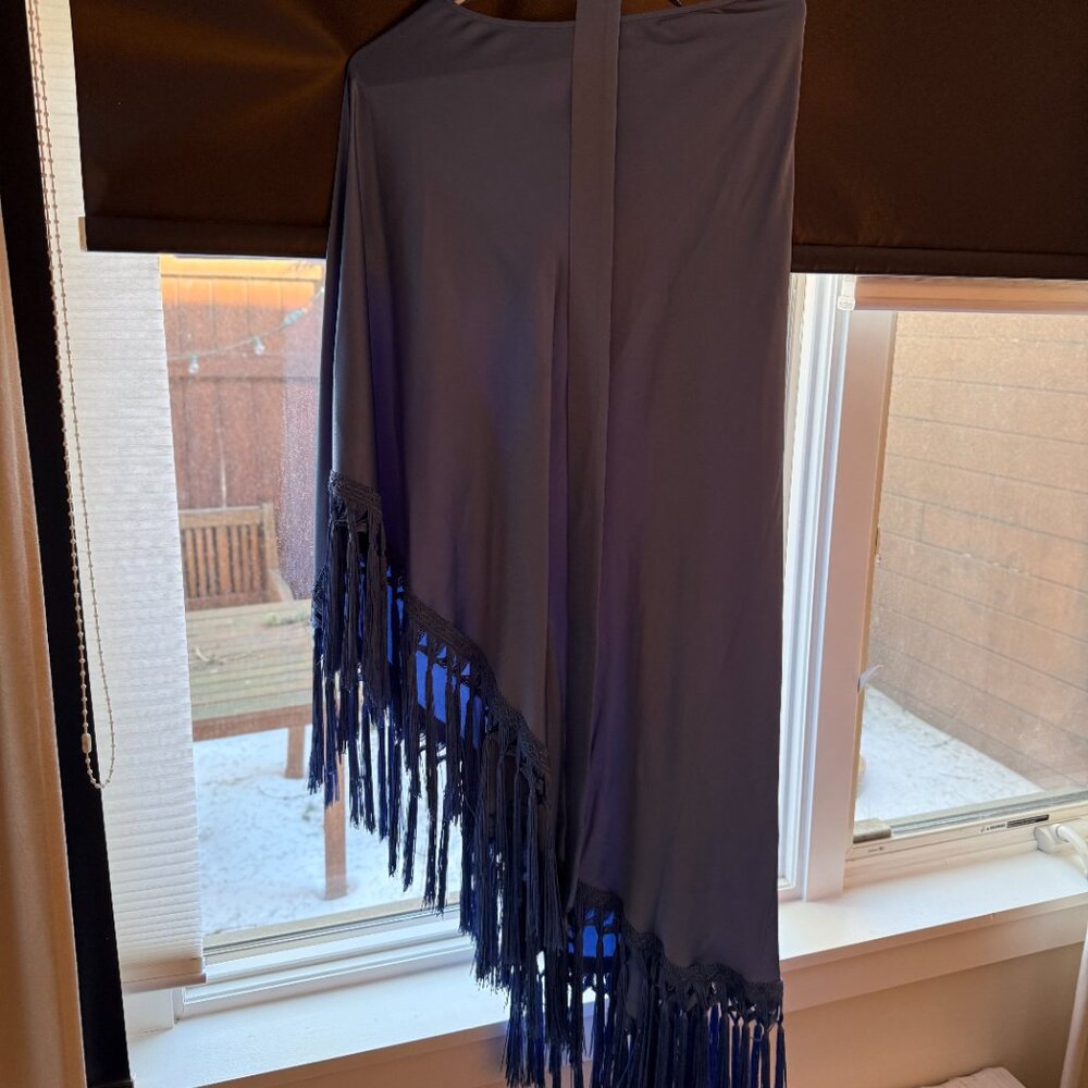Mango Premium Capsule - Chic Blue Fringe & Scarf Dress - Picture 6 of 7